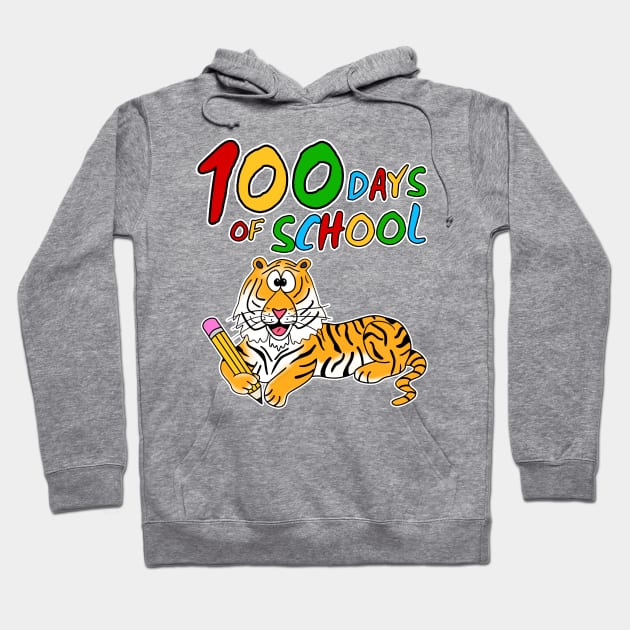 100 Days Of School Tiger Kindergarten Teacher 2022 Hoodie by doodlerob